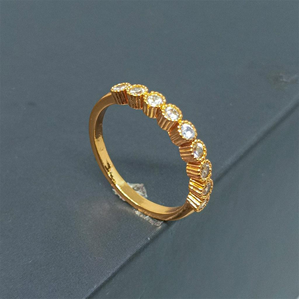 Gold Cincin Titanium Terbuka Kristal Lapis Emas Steel Mutiara Berlian Wanita Fashion Jewelry