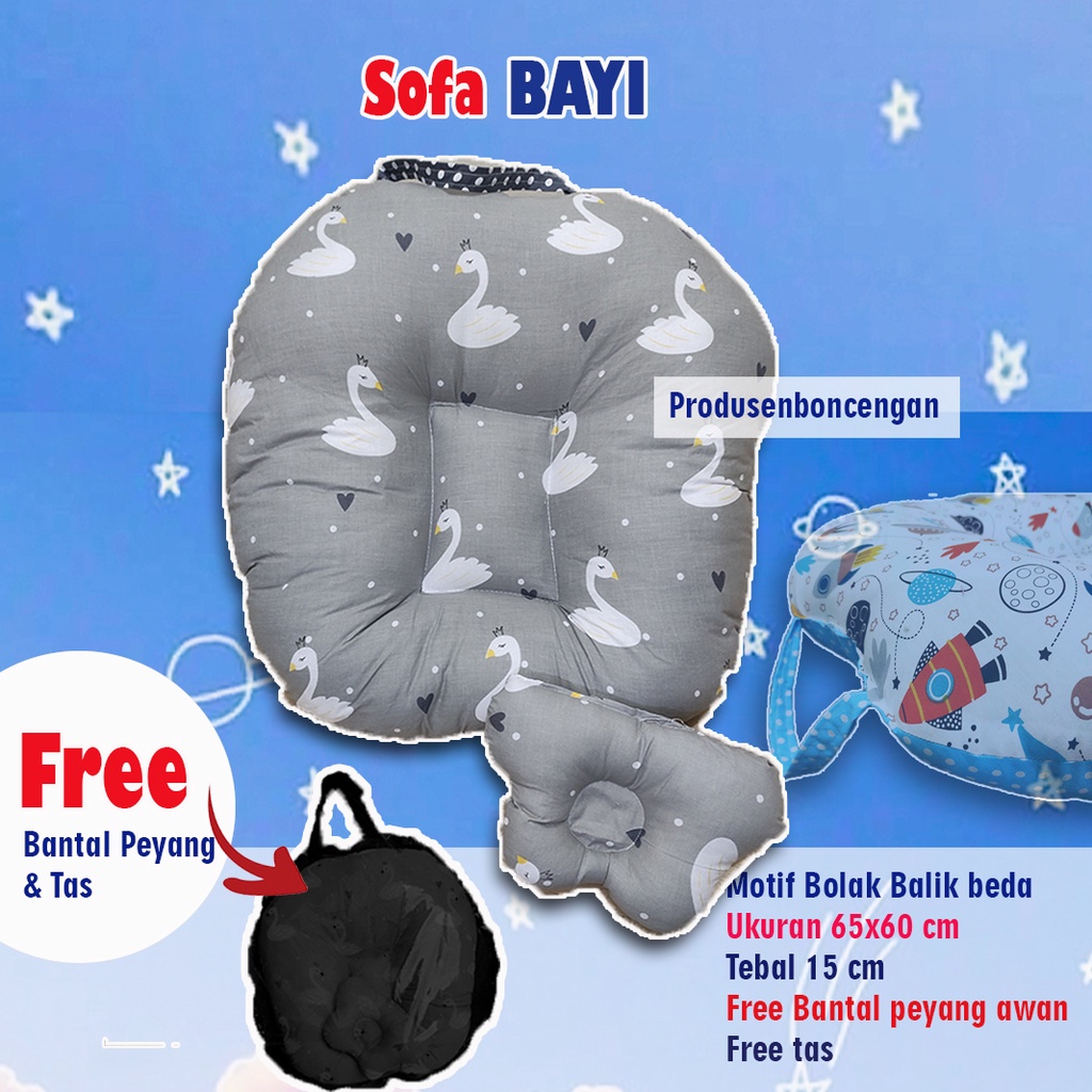 2in1 Sofa bayi new born | kasur bayi multifungsi | sofa kasur bayi alas tengkurap | sofa bayi lembut FREE BANTAL PEYANG dan TAS