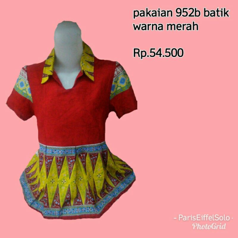 pakaian wanita 952 batik warna merah