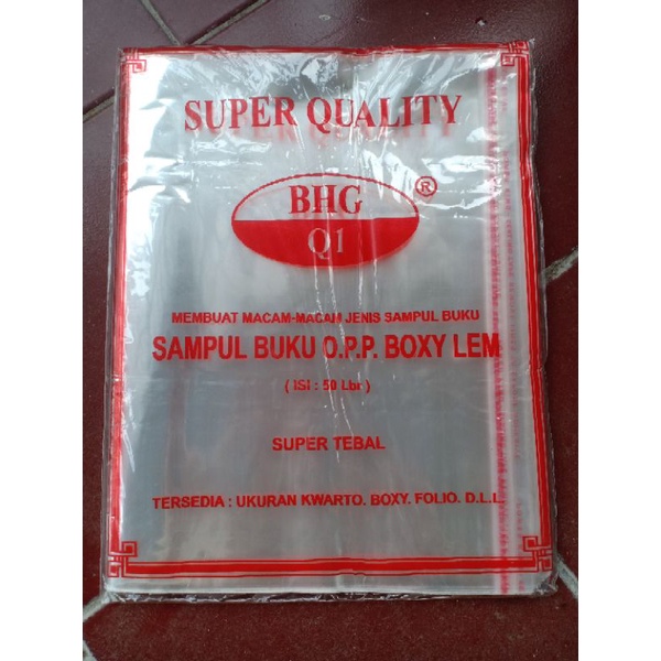 

SAMPUL PLASTIK OPP BUKU BOXY/CAMPUS/BIGBOSS. 1 PAK ISI 50 LEMBAR