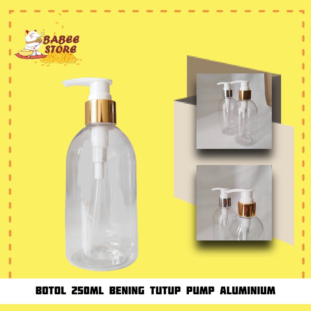 BOTOL 250ML PUMP GOLD / BOTOL PLASTIK 250ML OVAL BENING / BOTOL ISI ULANG SABUN SHAMPOO SANITIZER