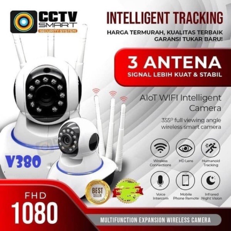 IP Camera CCTV WIRELESS Wifi 3 Antena V380 - Ip Cam v380 cctv 3 antena