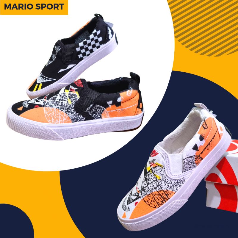 Sepatu Sekolah Slip On untuk Anak Balita TK SD Motif Moma Abstrak Anak Laki-laki Perempuan Casual Ta