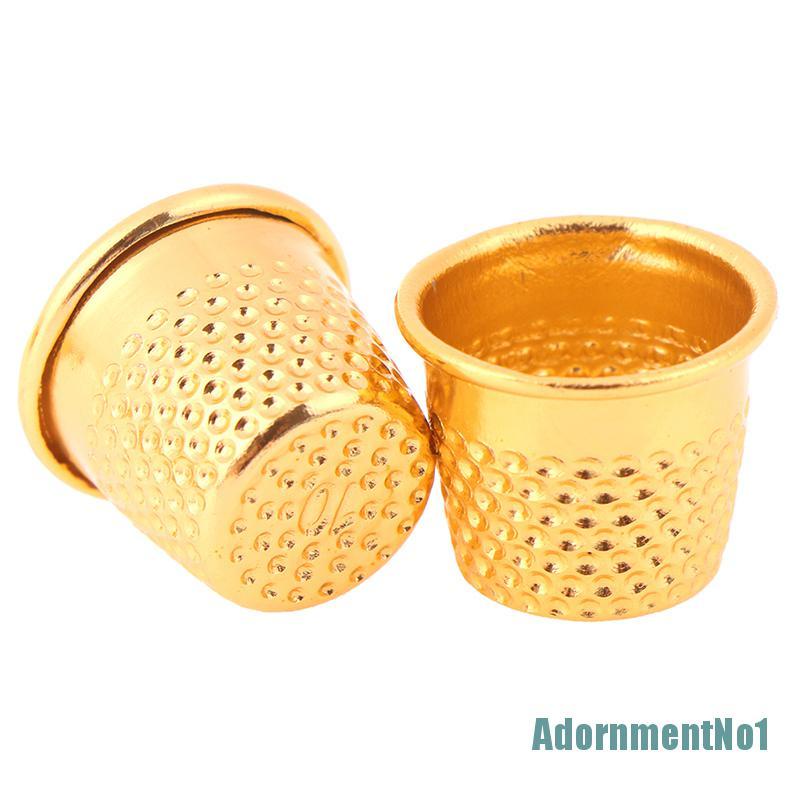 (AdornmentNo1) 10pcs Pelindung Jari Bahan Metal Warna Gold Untuk Menjahit