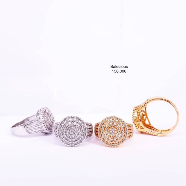 Cincin perhiasan Lapis emas luxury dengan zircon italy asli