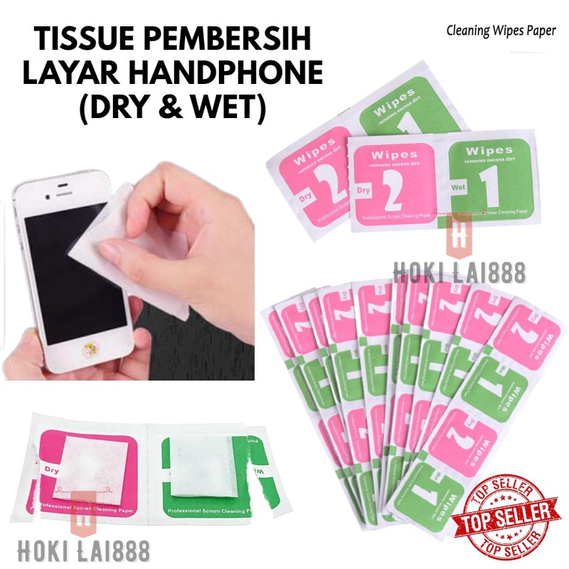 Tissue Pembersih Kaca Layar Hp Wet &amp; Dry - Tisu Pembersih Layar Hp 2 in 1