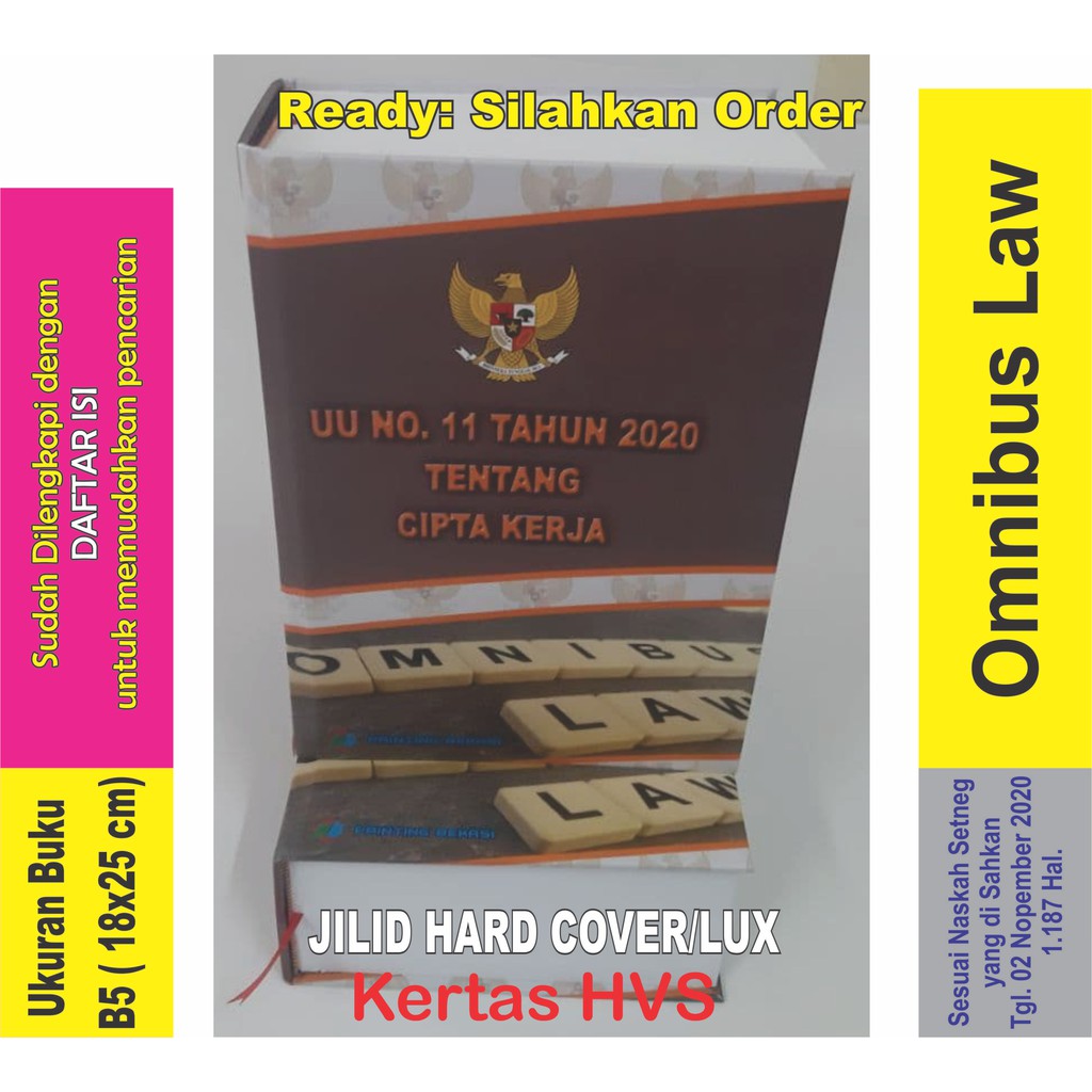 Jual buku uu no 11 tahun 2020 tentang cipta kerja omnibus law