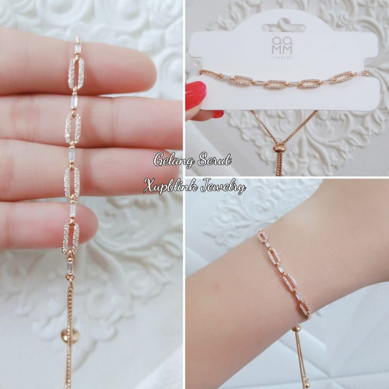 Gelang Serut Titanium Wanita Anti Karat Dan Anti Luntur