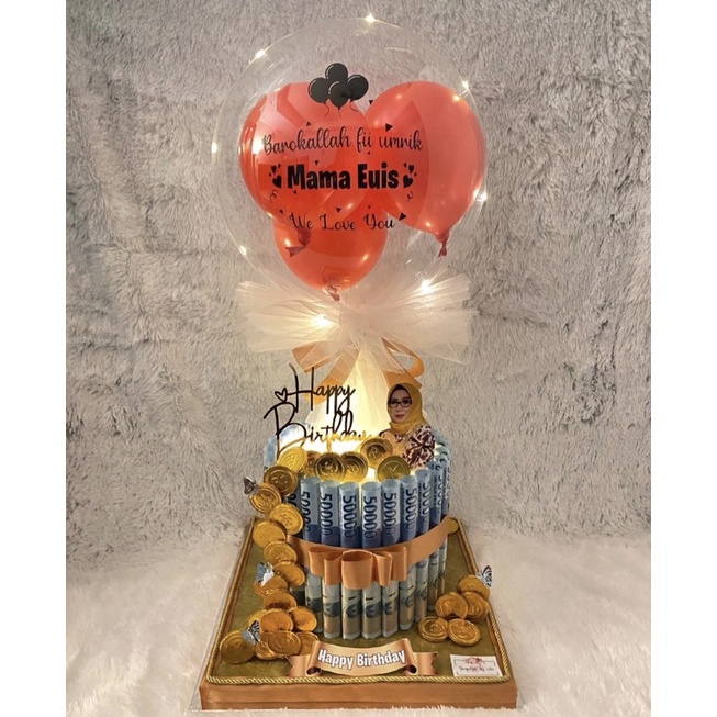 MONEY CAKE BALLOON (BALON KUE UANG) HADIAH HARI IBU