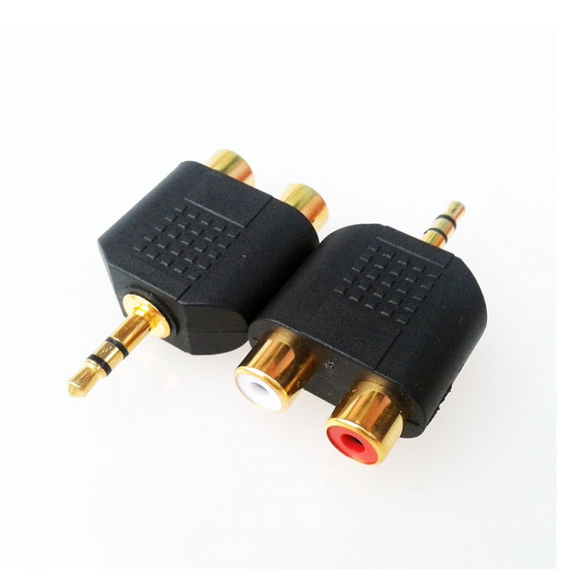 Btsg Berlapis Emas 3.5mm Stereo Ke 2-RCA Male to Female Red+White Adapter Splitter Adapter Adaptor Jack RCA Ganda Untuk TV