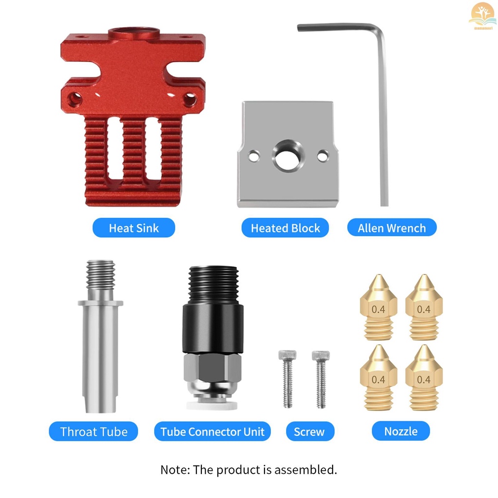 Assembled Extruder Hotend Kit with Extra 3pcs 0.4mm Nozzles Compatible with Creality CR-6 SE 3D Printer 1.75mm 3D Printing Machine Supplies