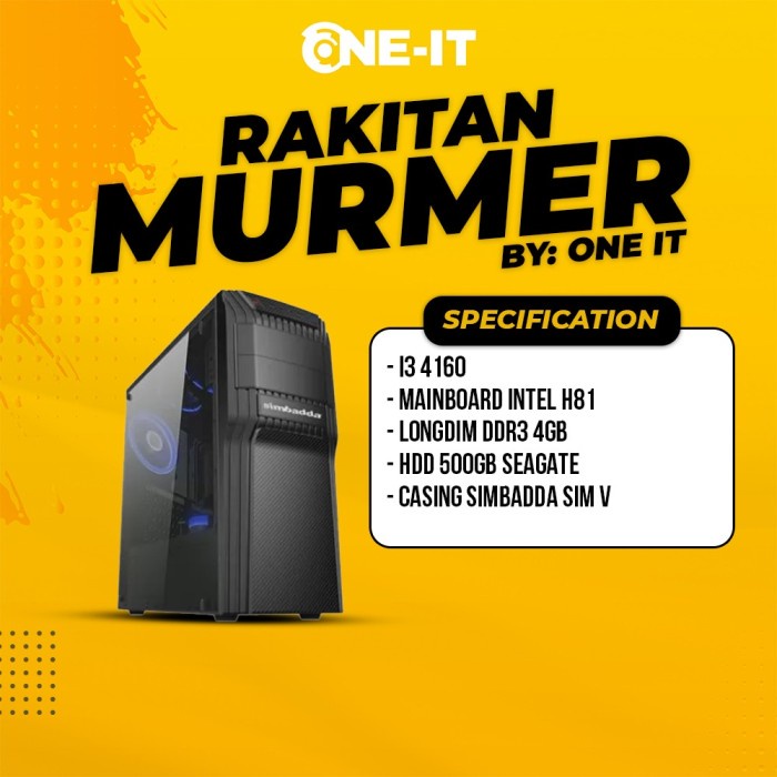 RAKITAN MURMER CORE i3 4160 | RAM 4 GB DDR3 | HDD 500 GB