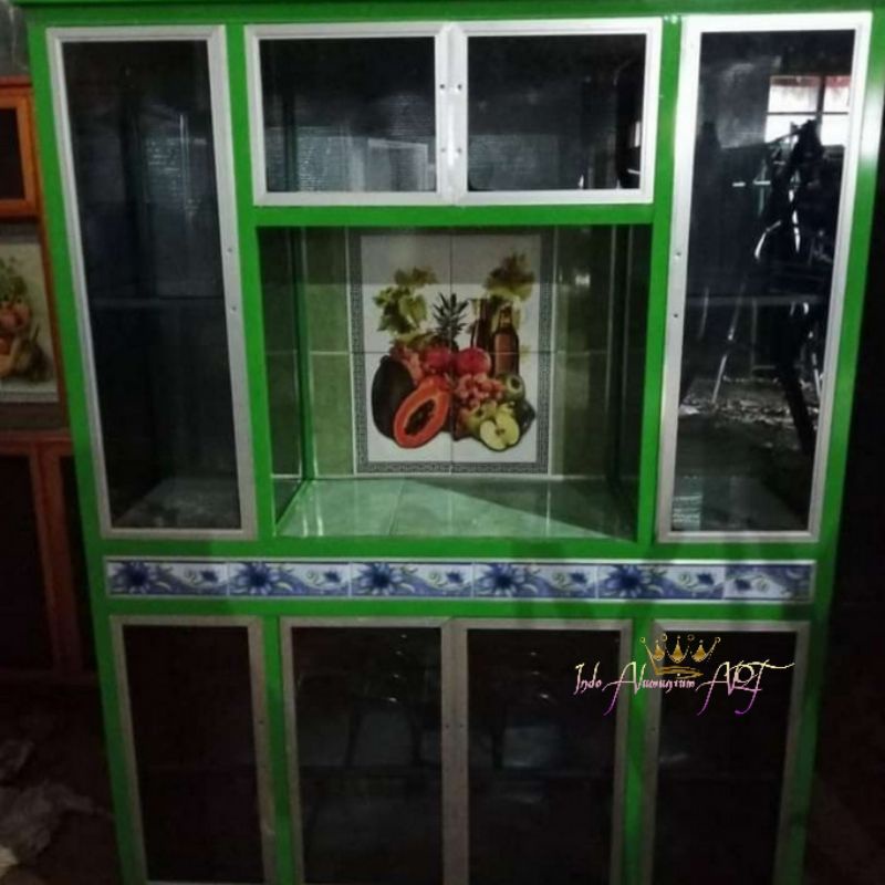 Kitchen Set / Lemari Dapur Sehat Besar Pintu 8 Kaca Minimalis Alumunium