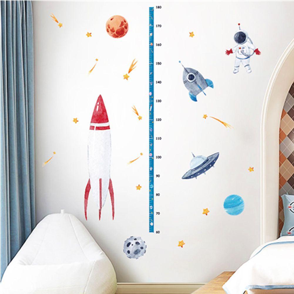 R-flower Tinggi Stiker Dinding Kamar Anak Nursery Dekorasi Mural Decals Pesawat Luar Angkasa Tinggi Bagan Penggaris Wallpaper Anak Tinggi Penggaris Wallpaper