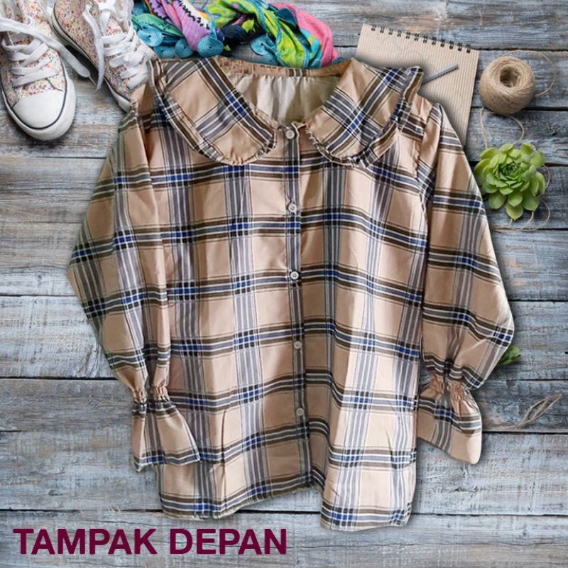 KEMEJA  / BLOUSE KOTAK KRAH REMPEL