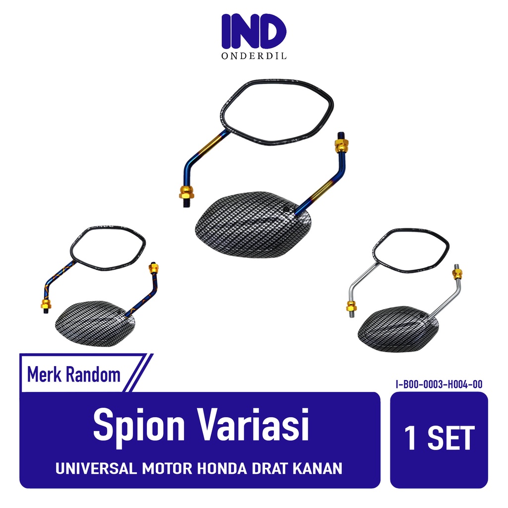 Spion-Sepion-Kaca Set Variasi Karbon-Carbon Model Beat Gagang Twotone-2Tone Blue xx-Chrome Semua Motor Honda Drat Kanan Baut 14 Vario-Scoopy-Spacy-Revo-Grand-Supra