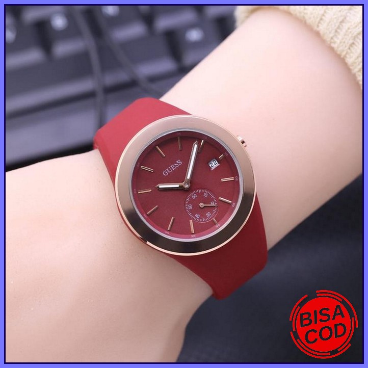 Jam Tangan Wanita Perempuan Remaja Ala Korea Dengan Tali Kulit Kalep Karet Mod Masa Kini Pas Untuk D