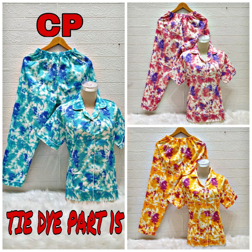 Trijaya . piyama dewasa cp tie dye / baju tidur wanita celana panjang motif tie dye katun eropa