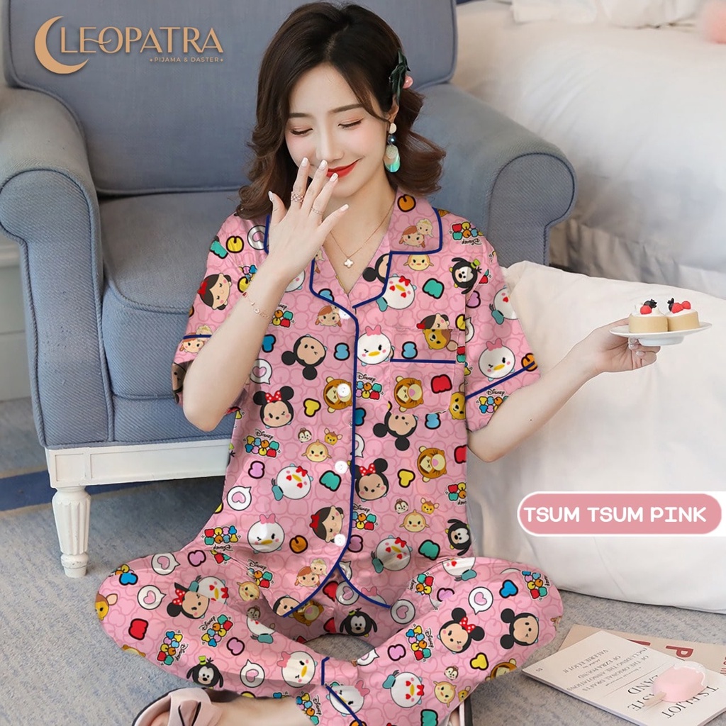 Piyama Dewasa CP Size L / Piyama Cewek / Baju Tidur Cowok-Tsum2 Pink