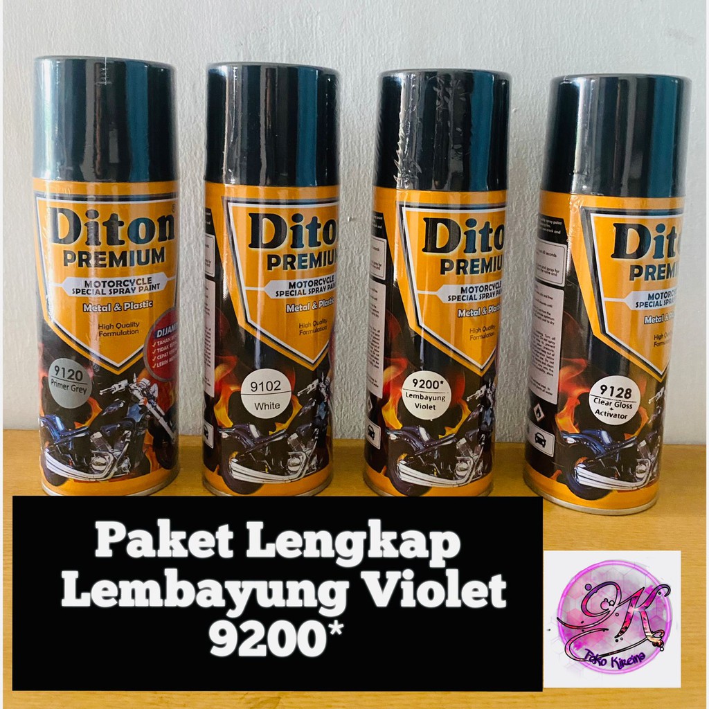 Paket Lengkap Cat Pilox Diton Premium 9200 Lembayung Violet Warna Ungu Putih Mutiara 400cc pylox (is