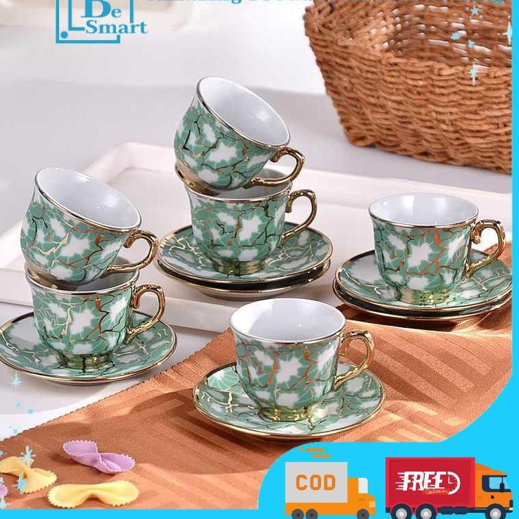 Parcel Len Cangkir Keramik Set 6 in 1 Eropa Style Cangkir Tea Set 0H1