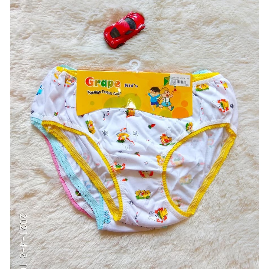 3 PCS Cangcut Celana Dalam Anak Perempuan CD anak Cewek Warna Putih Motif Pakaian Dalam Anak Anak