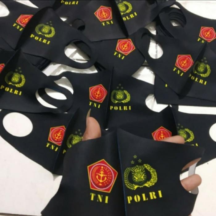 Masker scuba dewasa TNI-POLRI SABLON DIGTAL PRINTING 1pack isi 12pc