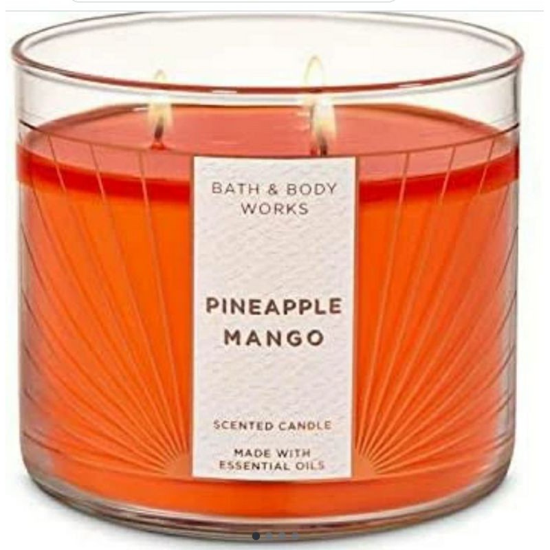 BATH AND BODY WORKS BBW PINEAPPLE MANGO 3-WICK SCENTED CANDLE 411 G LILIN WANGI 3 SUMBU UKURAN BESAR PENGHARUM RUANGAN