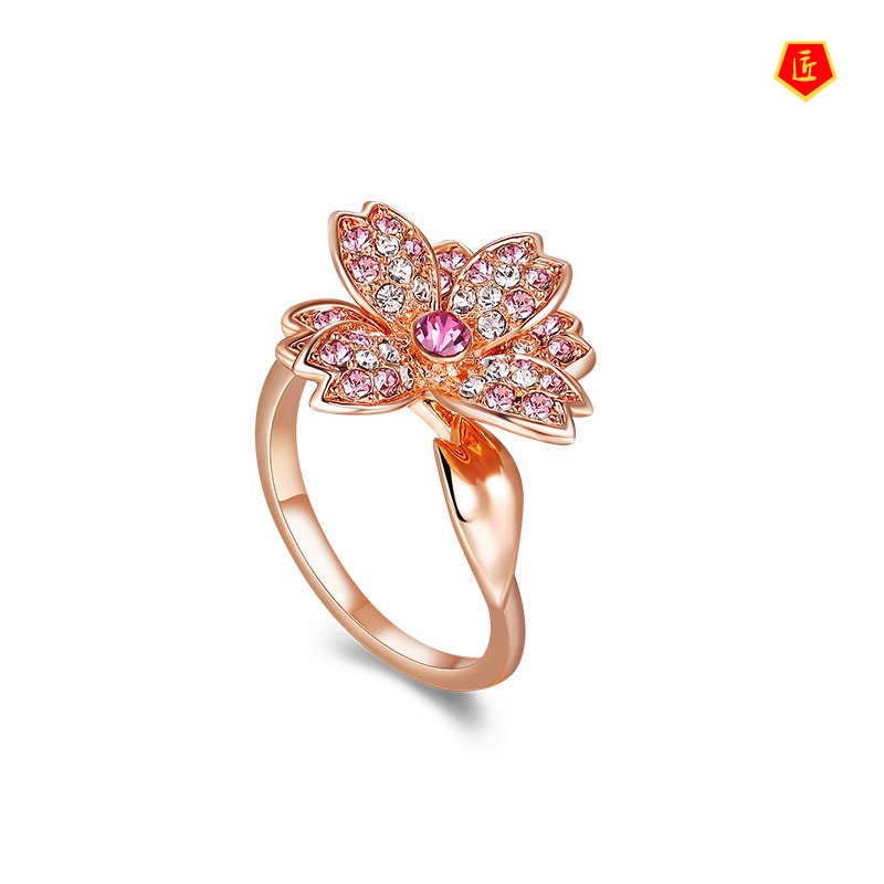 [Ready Stock]Elegant Graceful Fashion Flower Rose Gold Ring