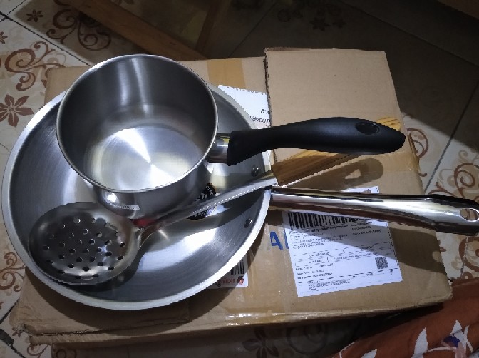 Wajan Stfp0124 - Wajan Fry Pan Diameter 24 Cm Stainless Golden Flying Fish Kitchenware