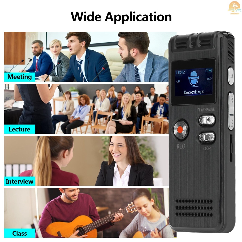 8GB Digital Voice Recorder Voice Activated Recorder MP3 Player 1536Kbps HD Recording Noise Reduction Dual Microphone with OTG Function 8GB Capacity 24 Languages Support Recording Monitoring/Telephone Recording for Meeting Lecture Interview Class