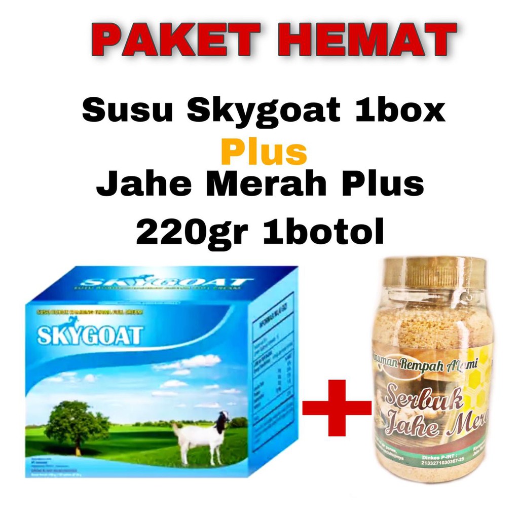 

PAKET HEMAT Susu Sky Goat 1 Box + Jahe Merah Plus Toples 220gr 1 Botol