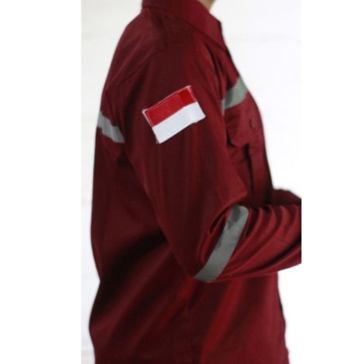 BAJU SAFETY SERAGAM PROYEK MERAH MAROON MARON