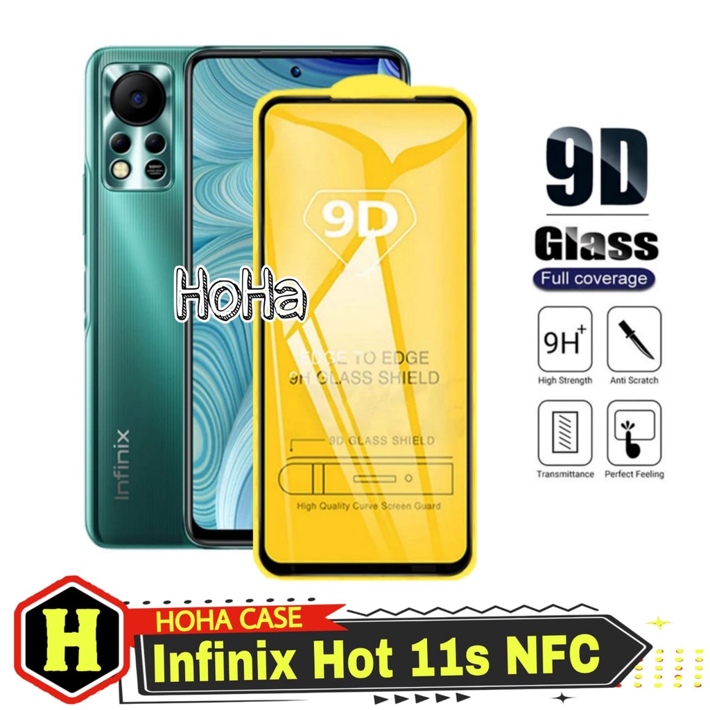 Paket 2 in 1 Tempered Glass INFINIX HOT 11s NFC Anti Gores Layar Full Cover Free Garskin Carbon For Hot 11s NFC