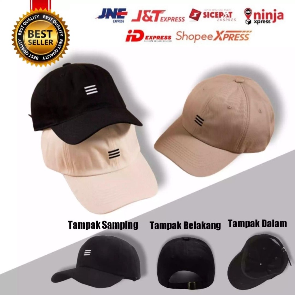 TOPI BASEBALL BORDIR THREE LINES  / HELLO / BORDIR M / BUNGA / ES KRIM / DAUN KECIL TRENDY STYLISH KUALITAS PREMIUM