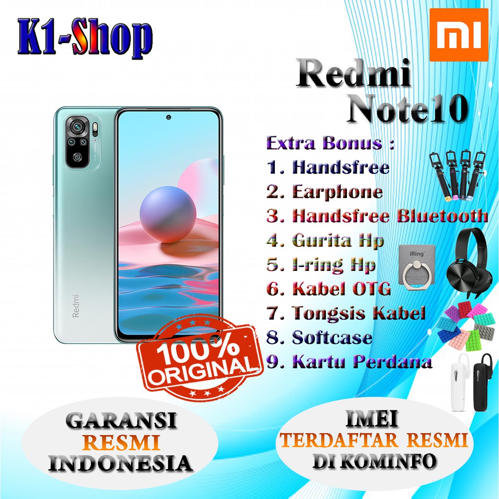 HP BARU XIAOMI REDMI NOTE 10 RAM 4/64GB GARANSI RESMI XIAOMI INDONESIA