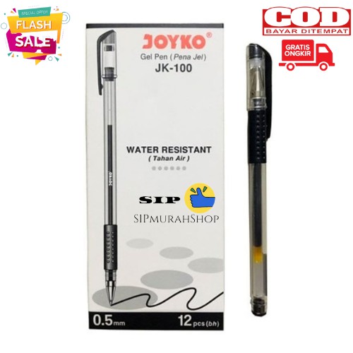

Pulpen Gel Joyko JK-100 Hitam 0.5 mm King Jeller Tahan Air - Satuan