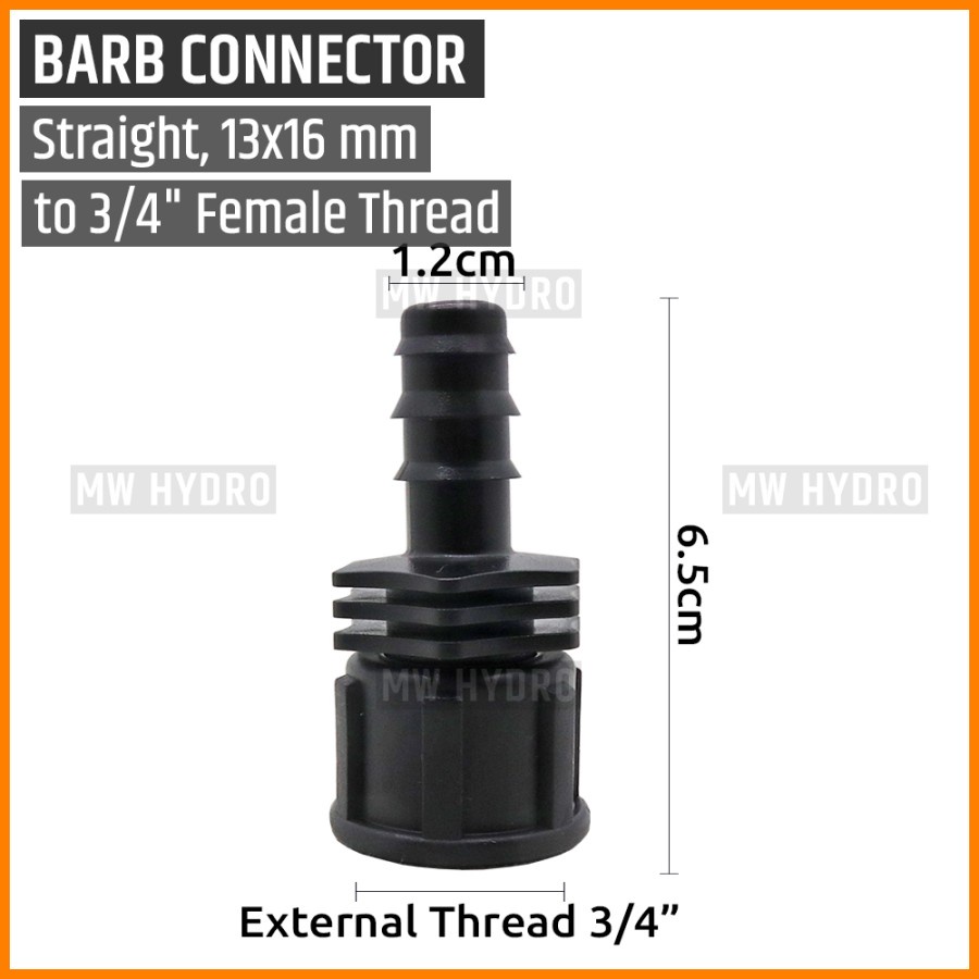 Female Connector 3/4 inch ke Selang PE 16 mm / 13 m