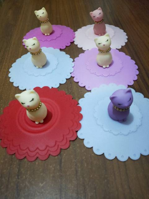 Tutup Gelas Silikon Made in Japan / Tutup Gelas Lucu Imut