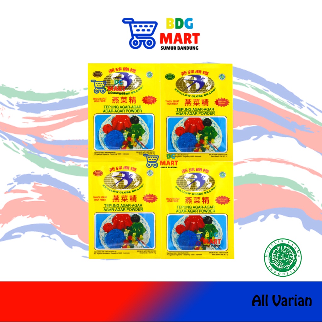 

VARIAN Swallow Globe Brand Agar Agar Bubuk Instan Jelly Powder Halal