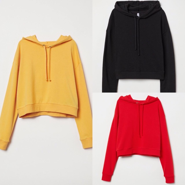 Short Cropped Hoodie Kuning-hitam-merah