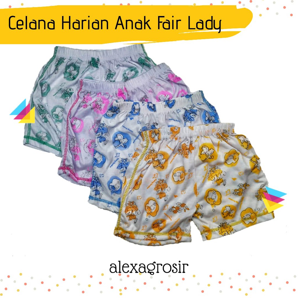 Celana harian katun 1thn s/d 3thn/celana pendek karakter /katun fairlady, alexa