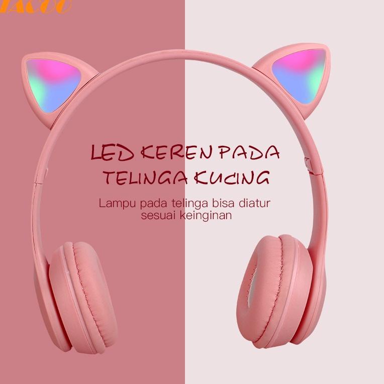 (Bundle) TACOO XY-205 Cat Ear Wireless Bluetooth Headset/Headphone HiFi Bass LED Lamp with phone Sup