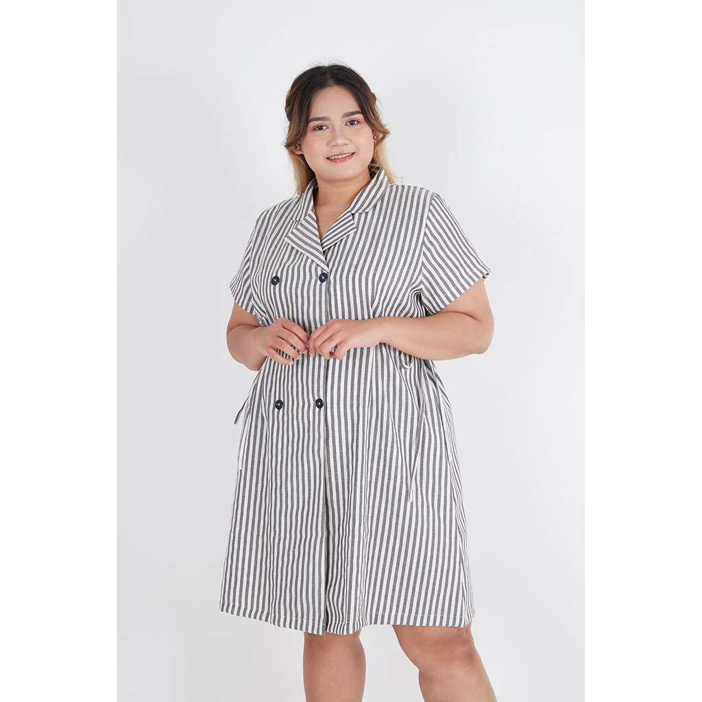 Sorabel - Icona Collar Button Dress Big Size Jumbo