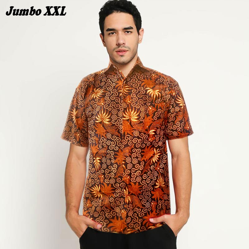 Kemeja Hem Batik Seragam v5 JUMBO SIZE XXL dan XXXL - Sabrina - Coklat