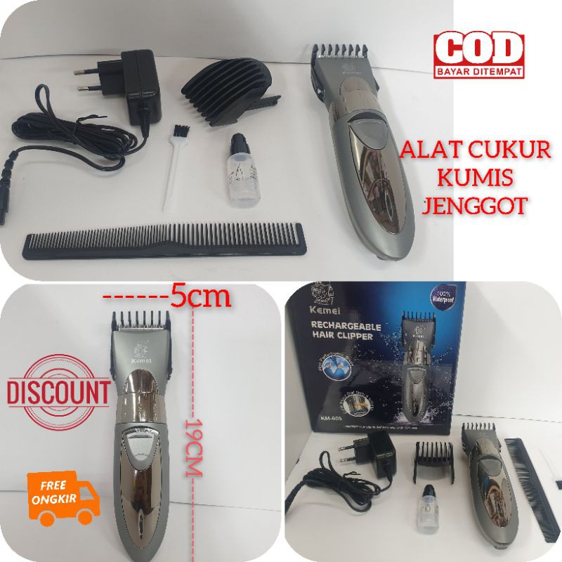 Alat Mesin Cukur Rambut Kemei Bulu Hidung Kumis Jenggot Elektrik Murah Km 605 Recharger