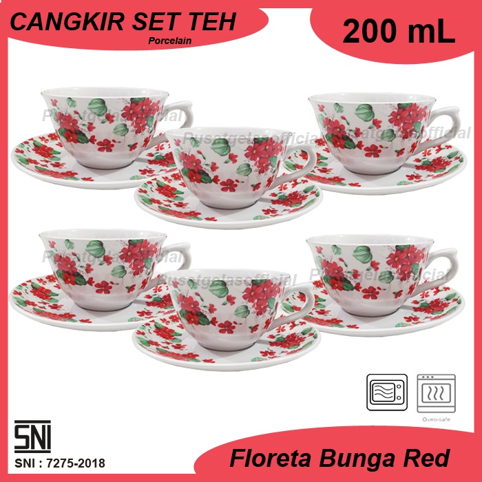 1 Set 6 Pcs Cangkir Keramik Motif Bunga Floreta - Tea Cup - Cangkir Bunga - Cangkir Bunga