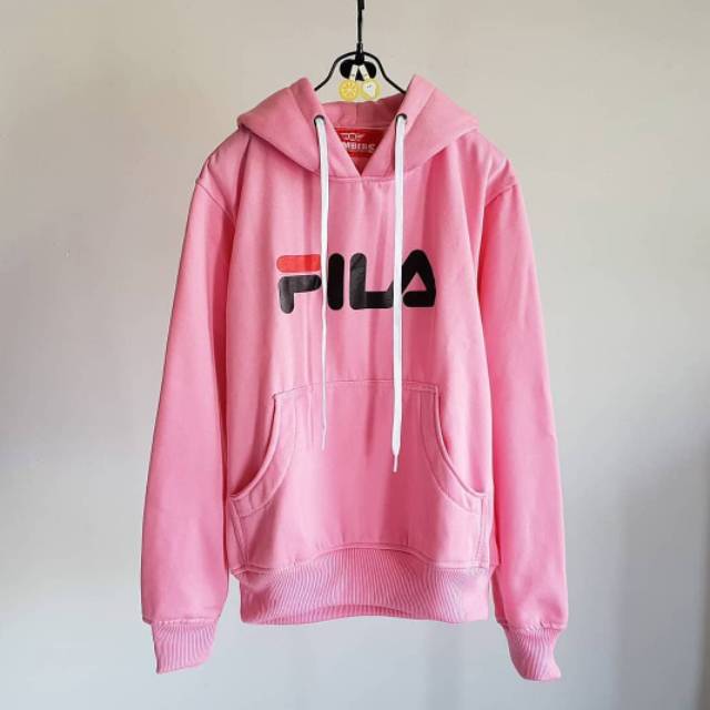 baby pink fila hoodie