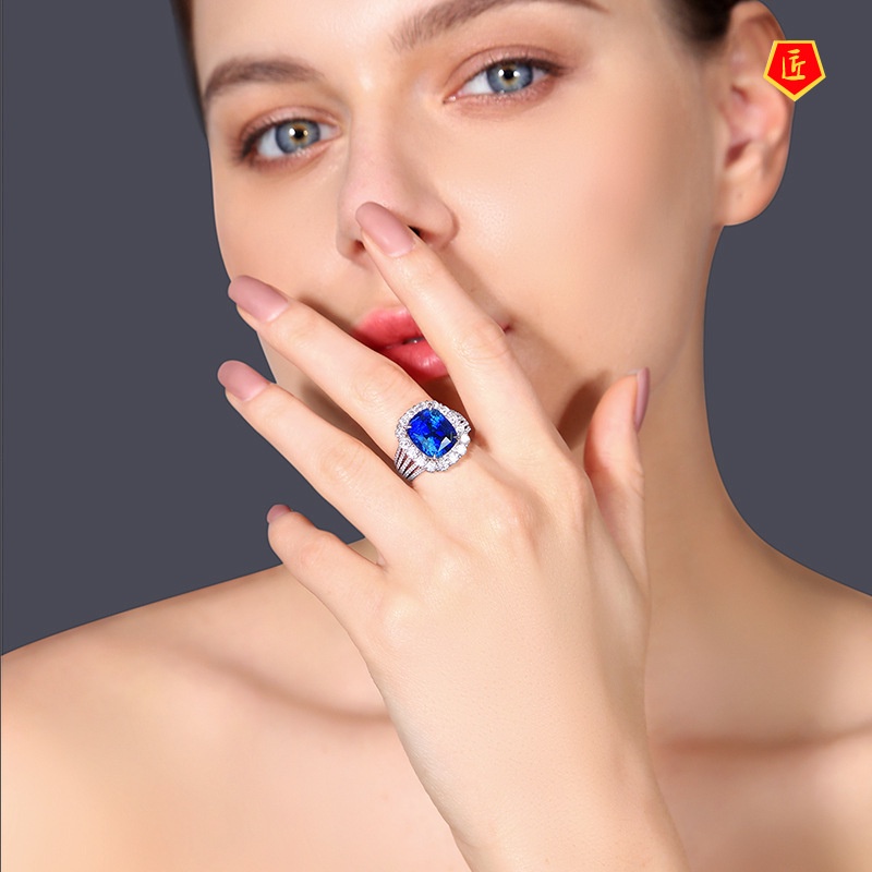 [Ready Stock]5 Karat Sapphire Ring Female Fashion Personality