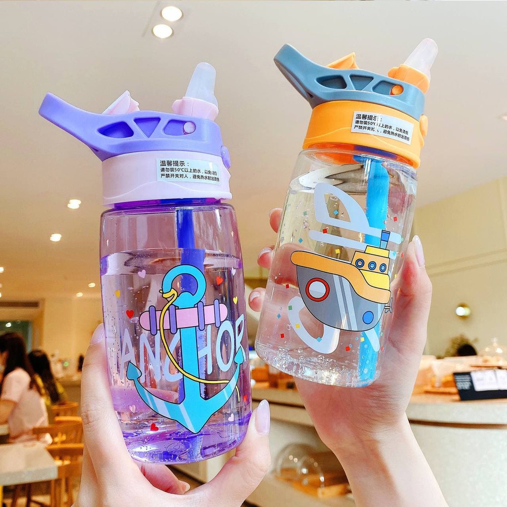 ASK | Botol Minum Anak Ocean World dengan Sedotan Motif Animal Sea Country BPA FREE ANTI BOCOR 480ml (B818) Free Kardus BT04